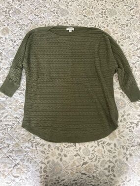 Cashmere and silk Market & Spruce Olive Cable Knit Top